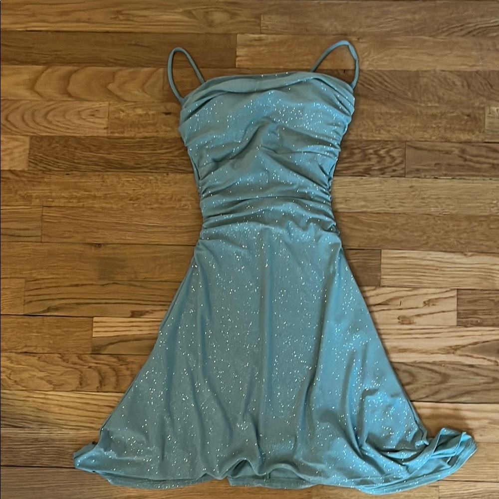 Elegant Blue Spaghetti Strap Dress